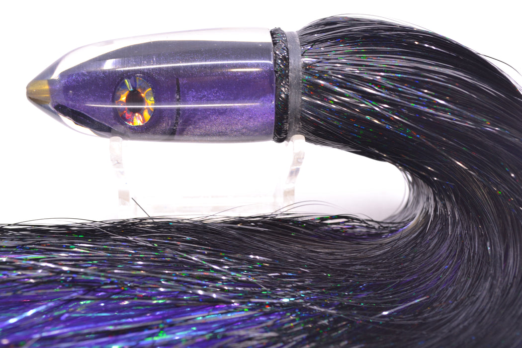 Tsutomu Lures Black-Purple-Silver Fish Head Ali'i Bullet 7" 5oz Strobez Black/Purple GZE