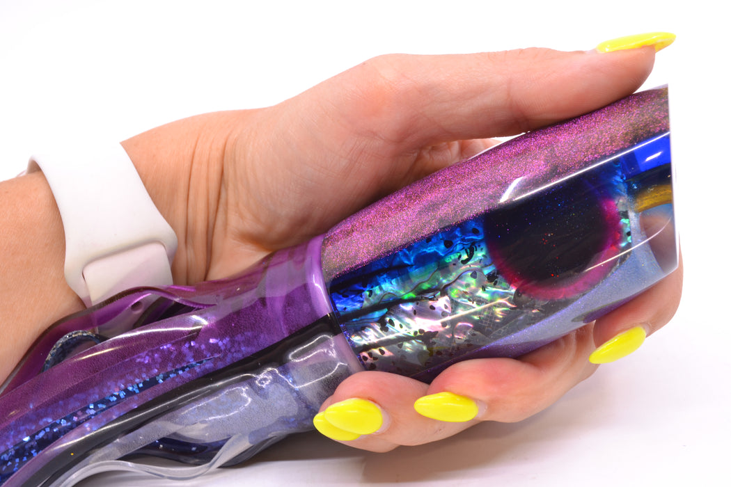 Ali'i Kai Lures "Skipjack" Blue-Purple Abalone Purple-Blue Back Yakuza 14" 10.8oz BOM Skirted