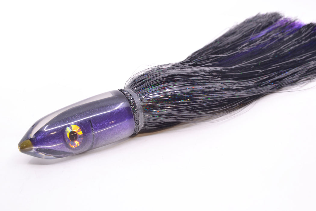 Tsutomu Lures Black-Purple-Silver Fish Head Ali'i Bullet 7" 5oz Strobez Black/Purple GZE