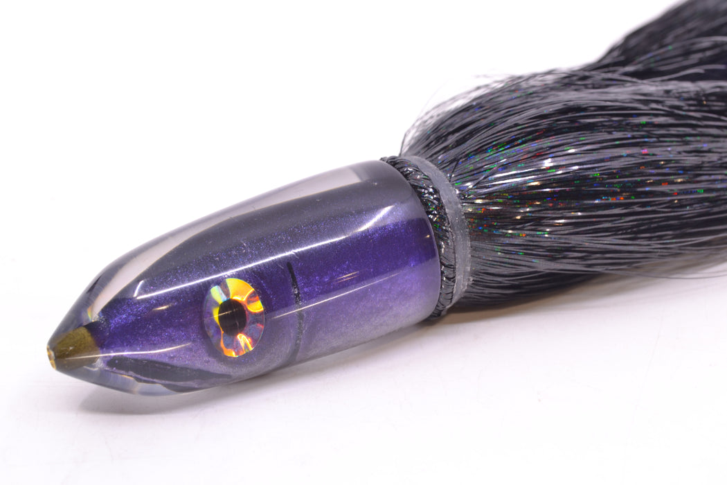 Tsutomu Lures Black-Purple-Silver Fish Head Ali'i Bullet 7" 5oz Strobez Black/Purple GZE