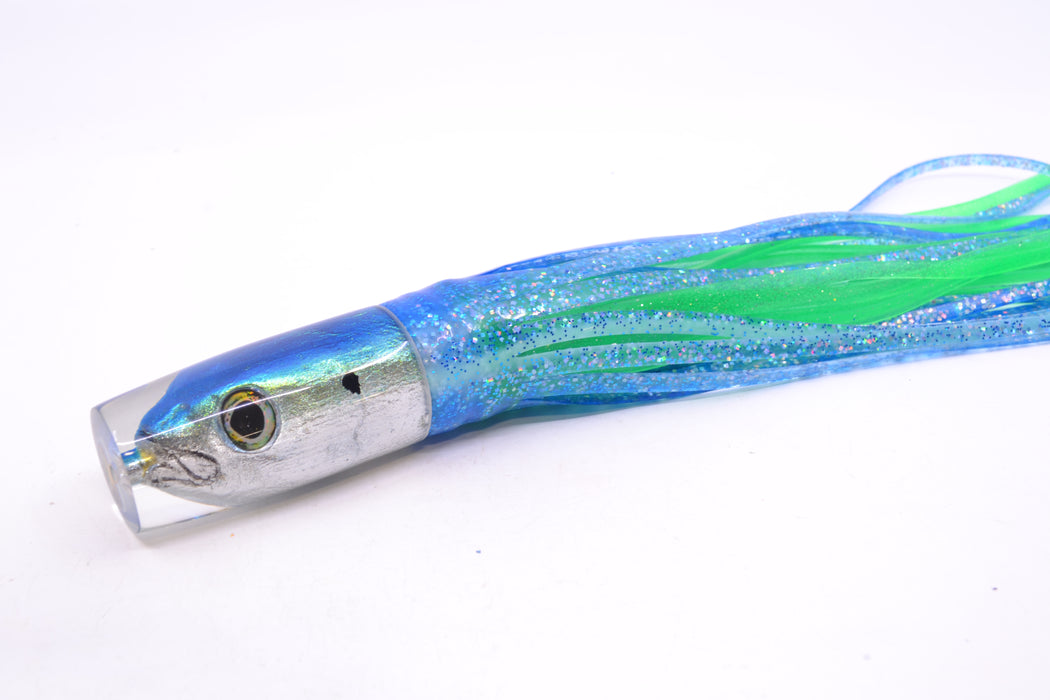 Ali'i Kai Lures Blue-Silver Opelu Small Hard Head 9" 4.2oz Skirted Blue-Lumo Green GZE