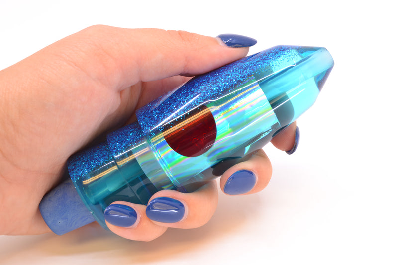 TANTRUM Lures Ice Blue Rainbow Blue Glitter Back Red Eyes Large Bullet 12" 7.5oz GZE
