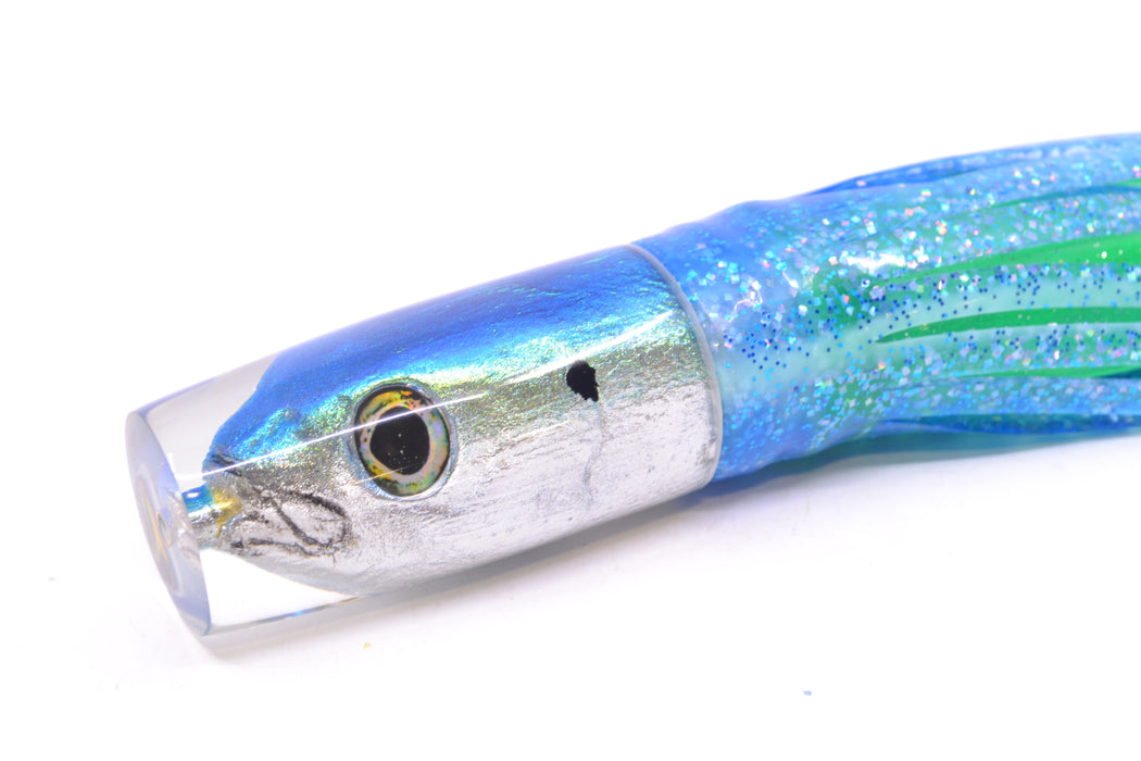 Ali'i Kai Lures Blue-Silver Opelu Small Hard Head 9" 4.2oz Skirted Blue-Lumo Green GZE