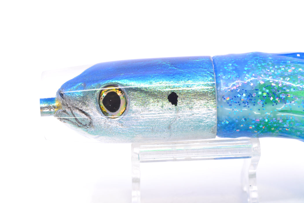 Ali'i Kai Lures Blue-Silver Opelu Small Hard Head 9" 4.2oz Skirted Blue-Lumo Green GZE