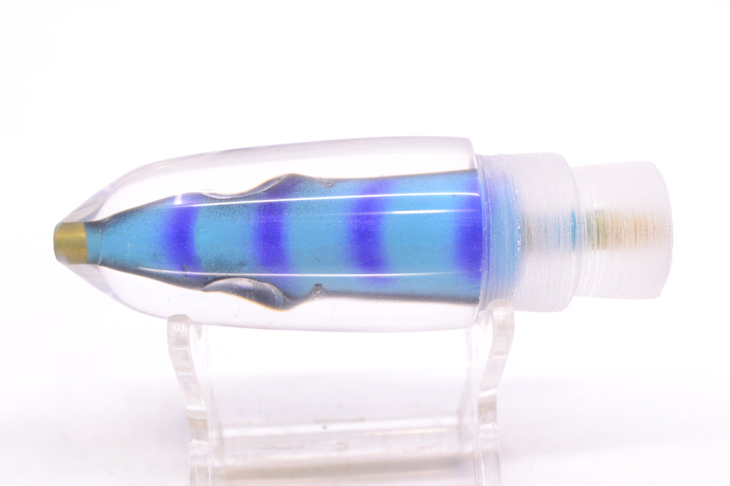 Tsutomu Lures Blue & Purple Bars-Black Line Fish Head Ali'i Bullet 7" 4oz GZE