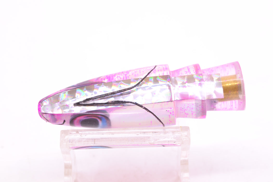 Aloha Lures Silver Rainbow Pink Glitter Back Small Super Ninja 7" 2.7oz