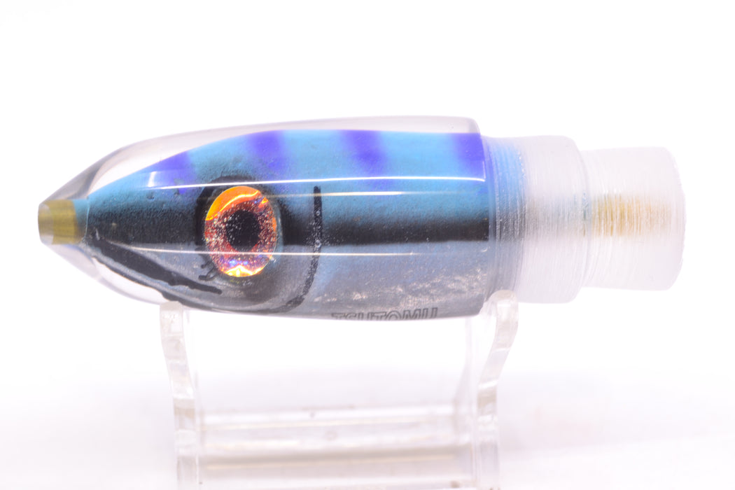 Tsutomu Lures Blue & Purple Bars-Black Line Fish Head Ali'i Bullet 7" 4oz GZE