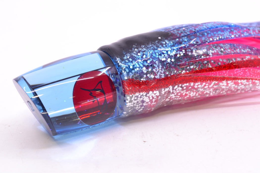 Bonze Lures Ice Blue Mirror Red Eyes Undertaker 9" 5.2oz Skirted Black & Blue Bars/Pink