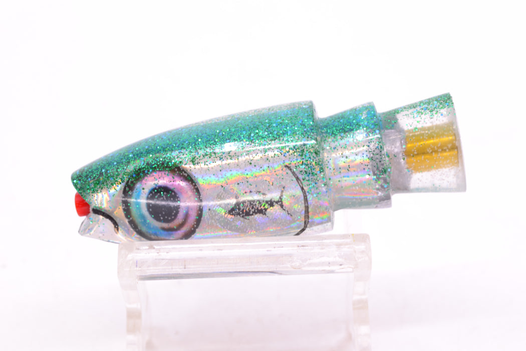 Aloha Lures Silver Rainbow Green Glitter Back Small Super Ninja 7" 2.7oz
