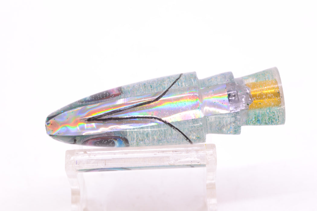 Aloha Lures Silver Rainbow Green Glitter Back Small Super Ninja 7" 2.7oz