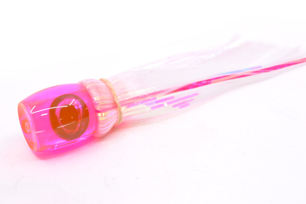 Moyes Lures Pink MOP Small Secret 9" 1.6oz Skirted White Hair with Pink Stripes