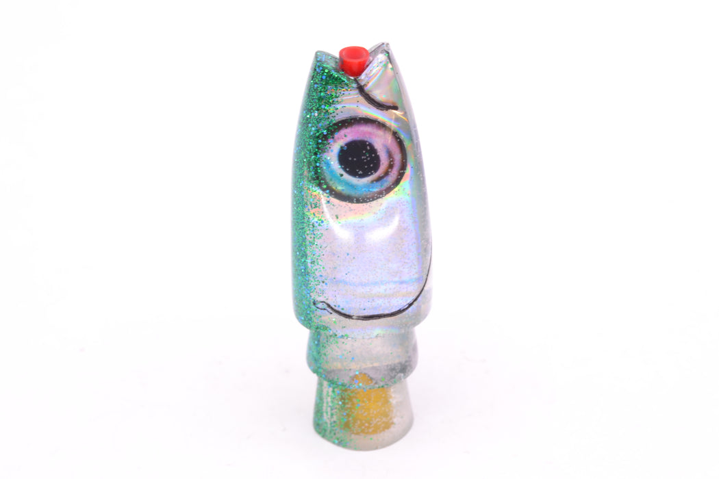 Aloha Lures Silver Rainbow Green Glitter Back Small Super Ninja 7" 2.7oz