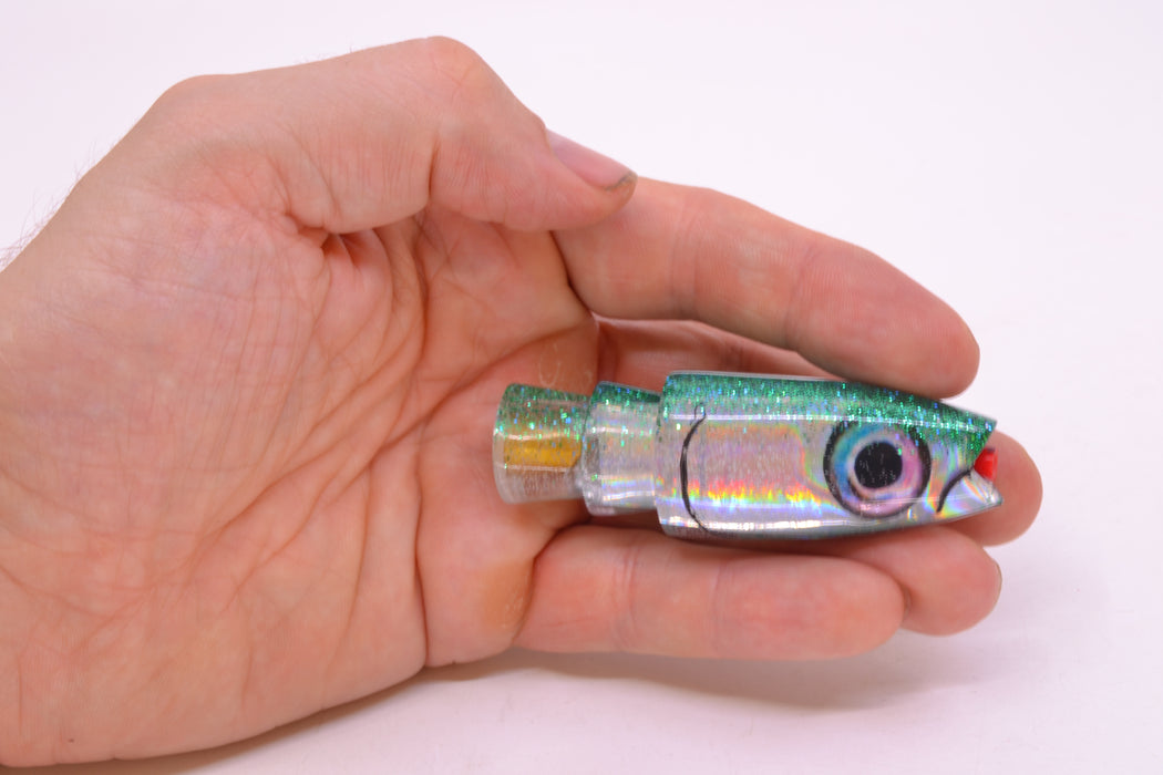 Aloha Lures Silver Rainbow Green Glitter Back Small Super Ninja 7" 2.7oz