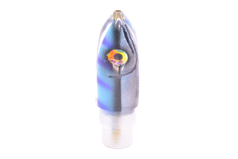 Tsutomu Lures Blue & Purple Bars-Black Line Fish Head Ali'i Bullet 7" 4oz