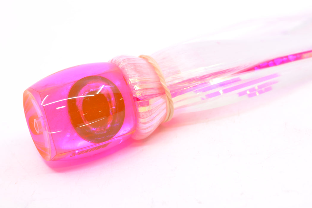Moyes Lures Pink MOP Small Secret 9" 1.6oz Skirted White Hair with Pink Stripes