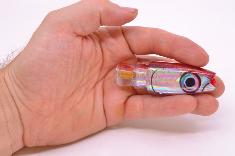 Aloha Lures Silver Rainbow Red Glitter Back Small Super Ninja 7" 2.7oz