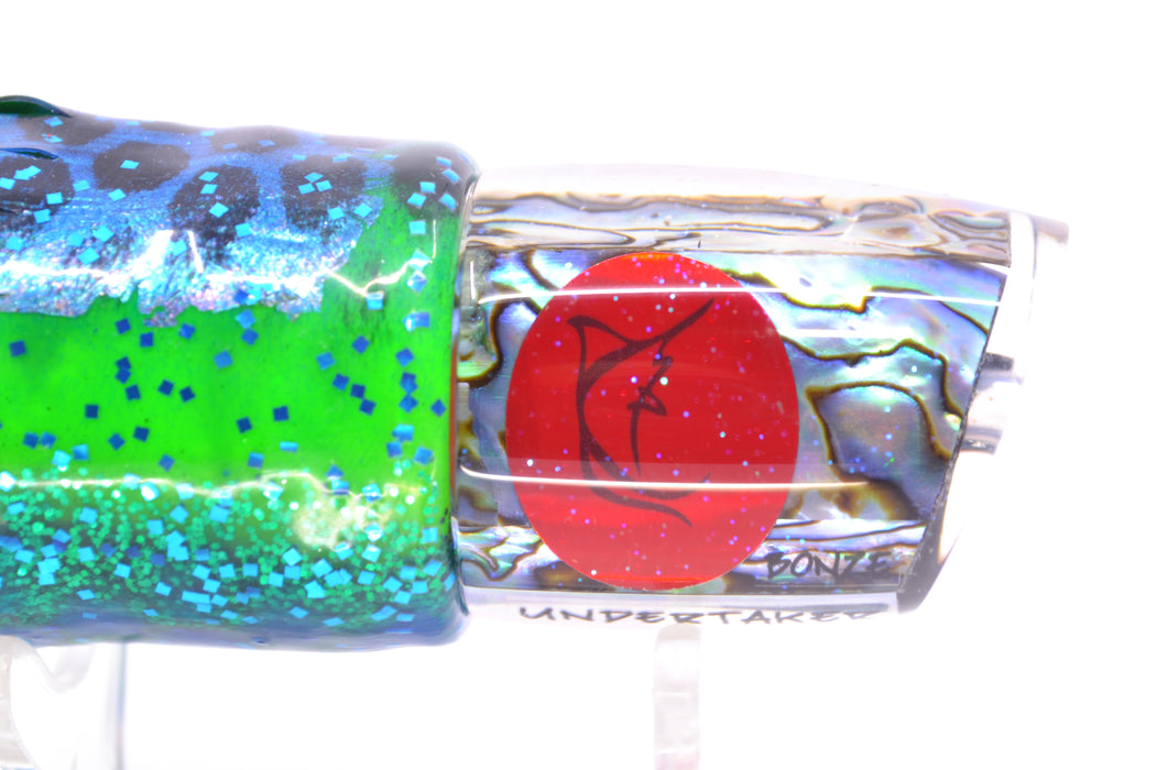 Bonze Lures Paua Shell Red Eyes Undertaker 9" 5.2oz Skirted Black Dots-Blue Dots