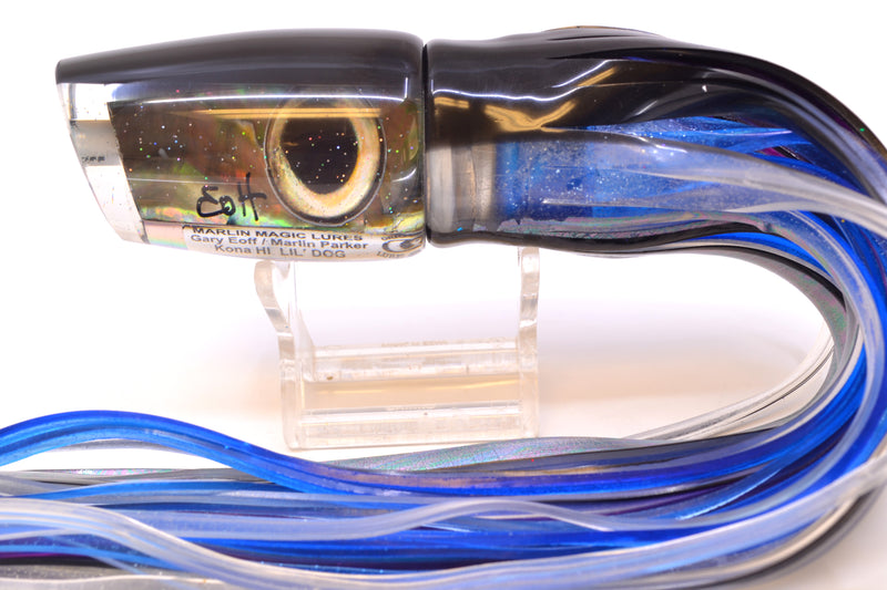 Marlin Magic Tahitian MOP Black Back Taxi Eyes Lil Dog 12" 8.5oz Skirted Black Skipjack