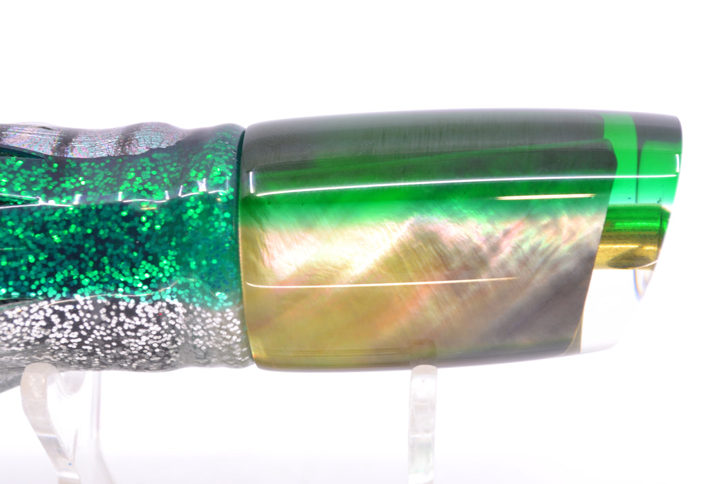 Crampton Baits Real Tahitian MOP Green Back Mini HoG 9" 4oz Skirted Green Aurora