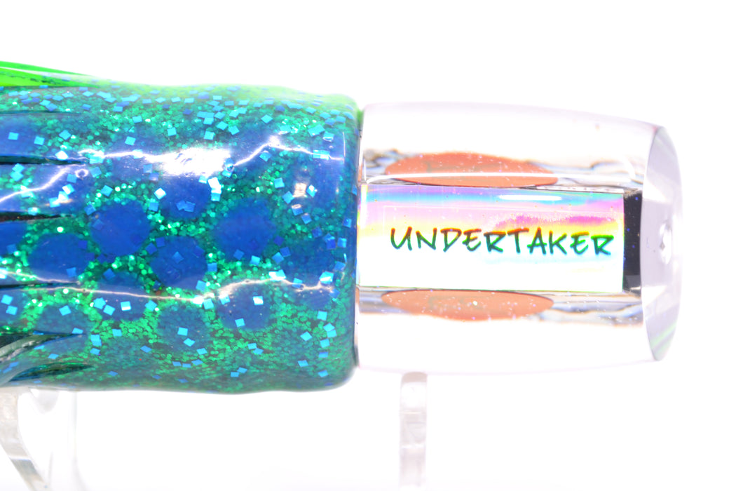 Bonze Lures Paua Shell Red Eyes Undertaker 9" 5.2oz Skirted Black Dots-Blue Dots