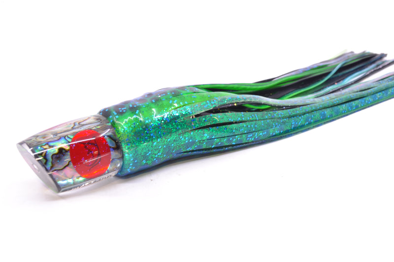 Bonze Lures Paua Shell Red Eyes Undertaker 9" 5.2oz Skirted Black Dots-Blue Dots