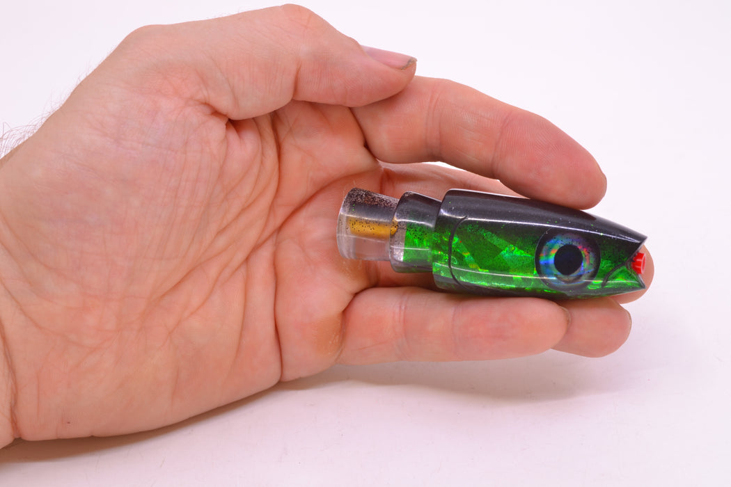 Aloha Lures Green Rainbow Black Glitter Back Small Super Ninja 7" 2.7oz