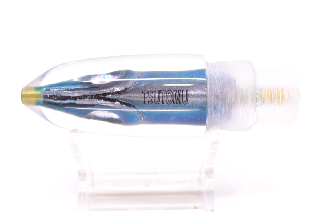 Tsutomu Lures Black/Green-Blue-Silver Fish Head Ali'i Bullet 7" 4oz GZE