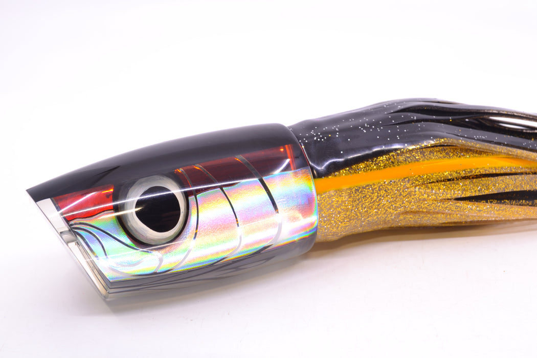 LS Lures Yellowfin Black Back Large Plunger 14" 14.5oz BOM Skirted Black-Gold