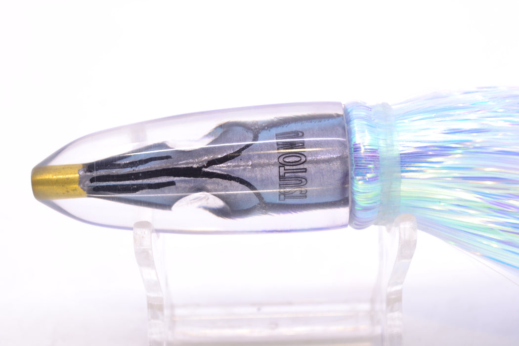 Tsutomu Lures Blue & Purple Bars-Black Line Fish Head Poke Bullet 6" 2.8oz Flashabou GZE
