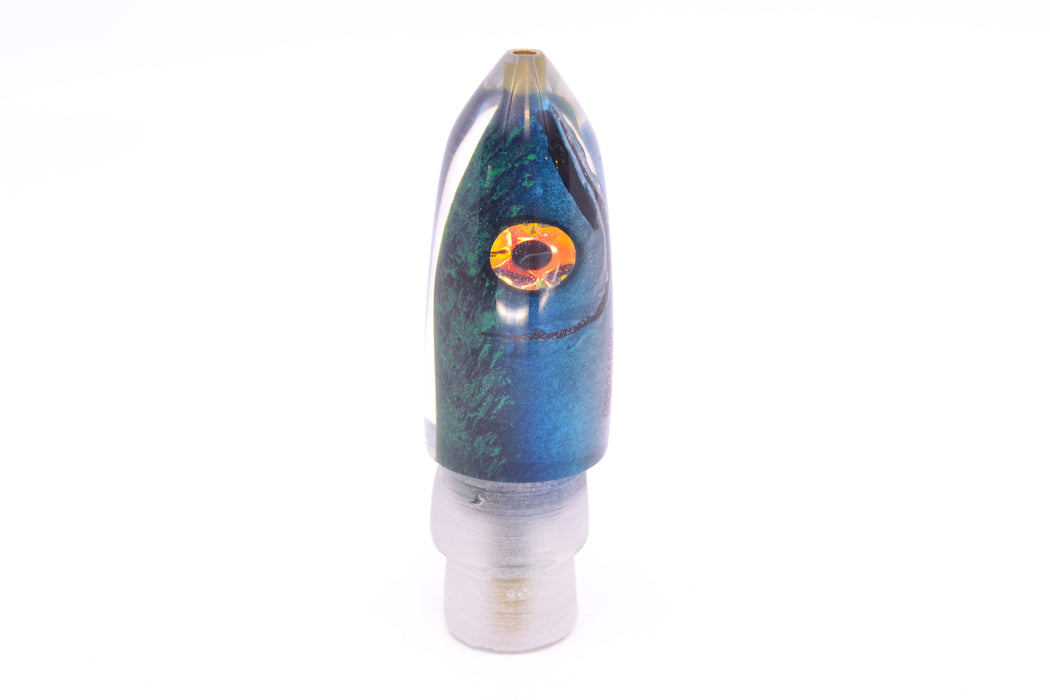 Tsutomu Lures Black/Green-Blue-Silver Fish Head Ali'i Bullet 7" 4oz GZE