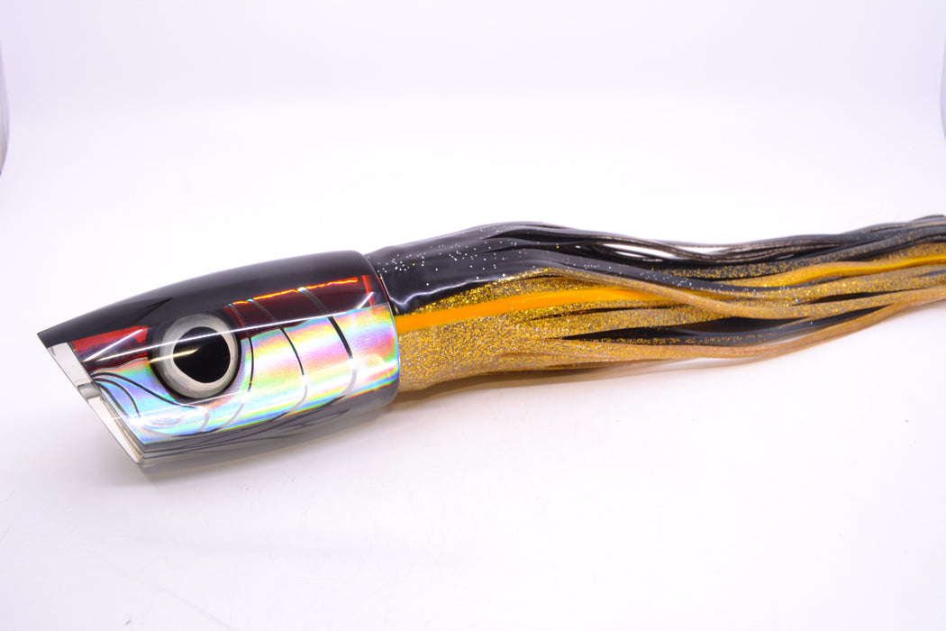 LS Lures Yellowfin Black Back Large Plunger 14" 14.5oz BOM Skirted Black-Gold