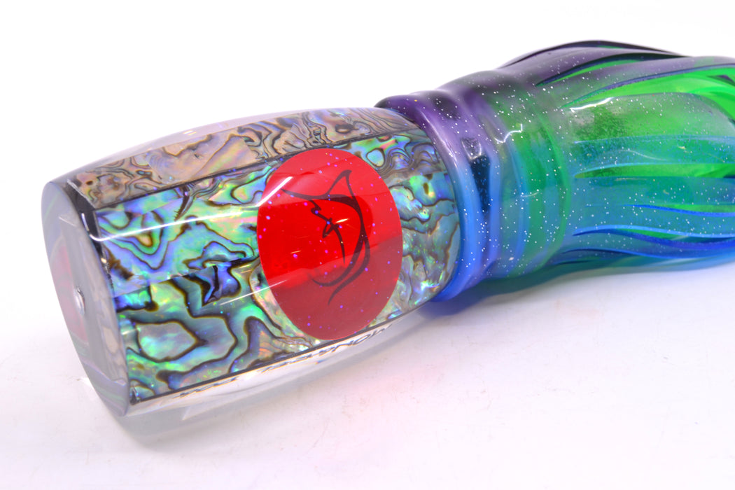 Bonze Lures Paua Shell Red Eyes Mongrel Dog 14" 14oz Skirted Purple-Blue/Green