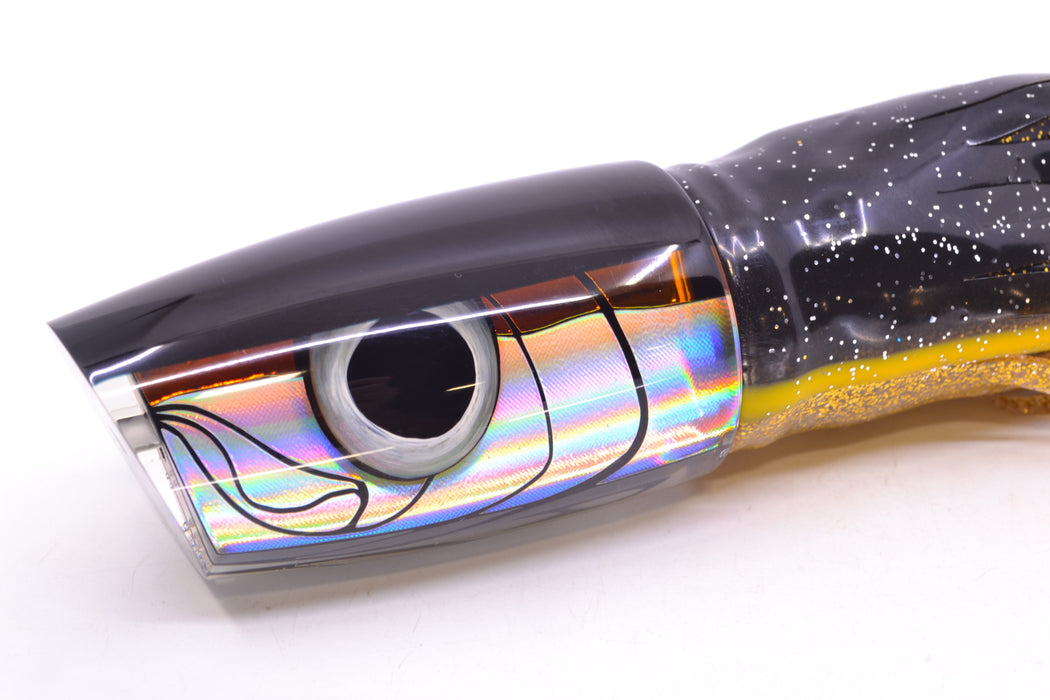 LS Lures Yellowfin Black Back Medium Plunger 12" 10.6oz BOM Skirted Black-Gold