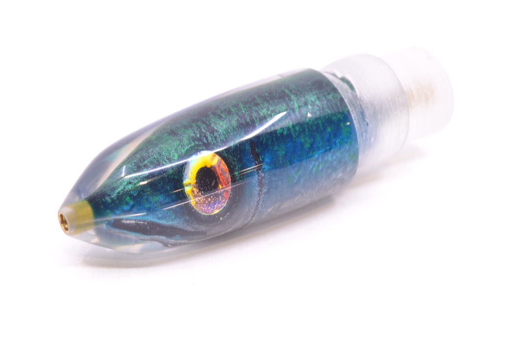 Tsutomu Lures Black/Green-Blue-Silver Fish Head Ali'i Bullet 7" 4oz GZE