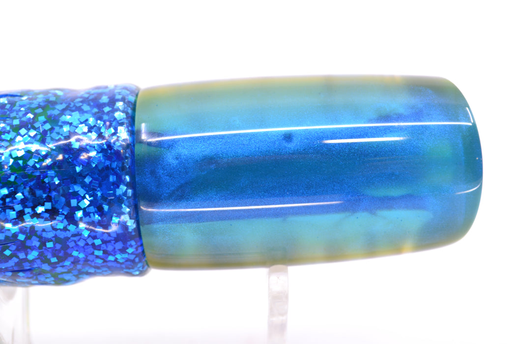 Crampton Baits Real Abalone Shell Blue-Yellow Back No Eyes Mini HoG 9" 4oz Skirted