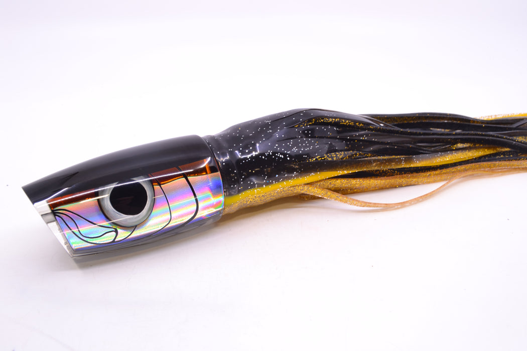 LS Lures Yellowfin Black Back Medium Plunger 12" 10.6oz BOM Skirted Black-Gold
