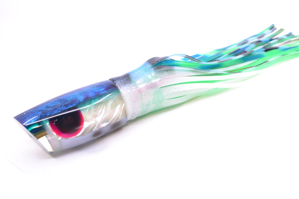 Ali'i Kai Lures "Bonito" White MOP Blue-Teal Back Yakuza 14" 10.8oz BOM Skirted