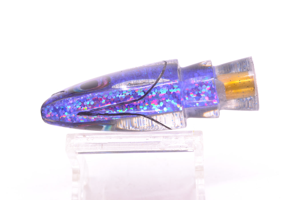 Aloha Lures Purple Rainbow Black Glitter Back Small Super Ninja 7" 2.7oz