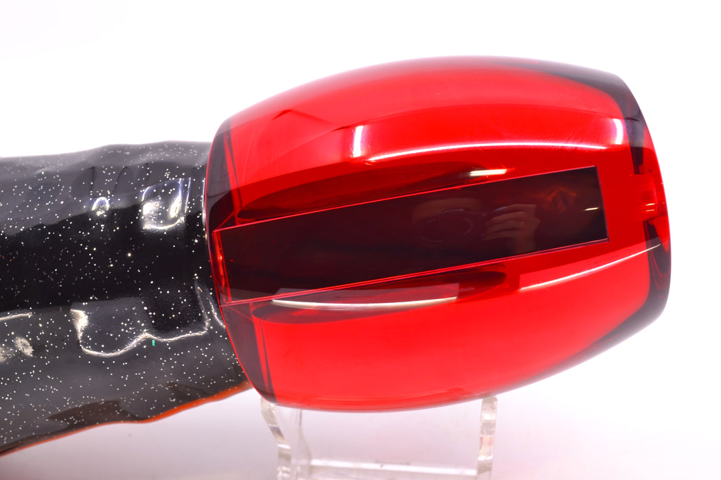 Moyes Lures Red Mirrored Taxi Eyes Monsta Teaser 24oz Skirted Black-Red
