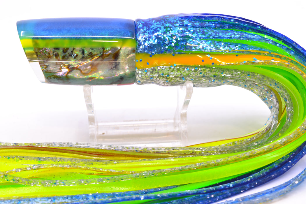 Crampton Baits Real Abalone Shell Blue-Yellow Back No Eyes Mini HoG 9" 4oz Skirted