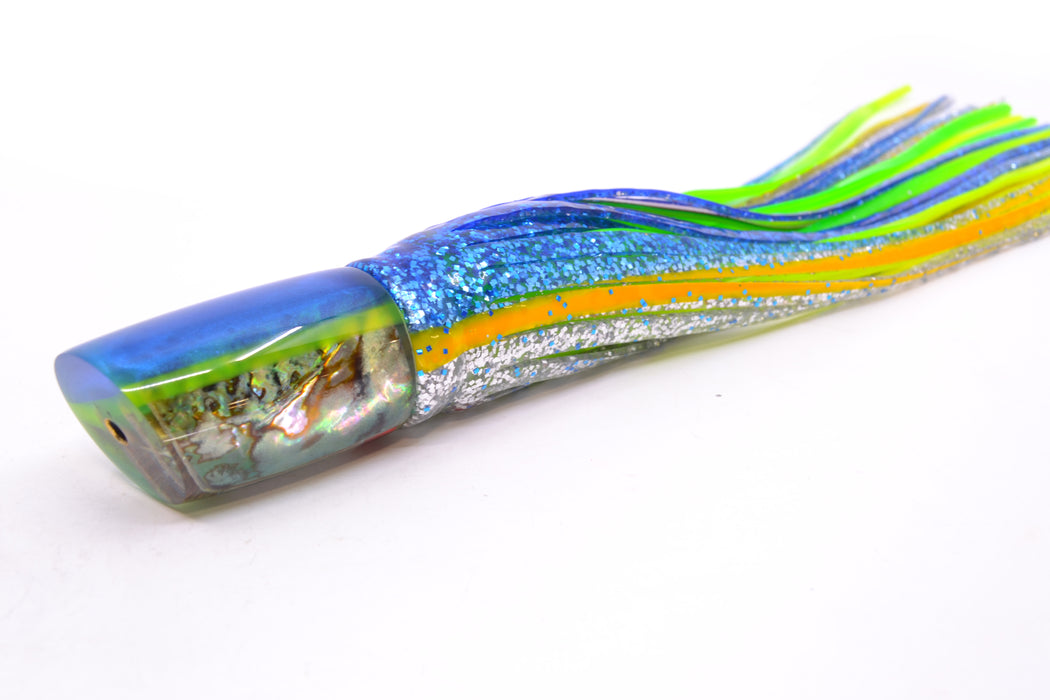 Crampton Baits Real Abalone Shell Blue-Yellow Back No Eyes Mini HoG 9" 4oz Skirted