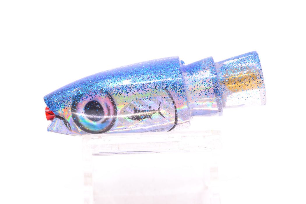 Aloha Lures Silver Rainbow Blue Glitter Back Small Super Ninja 7" 2.7oz