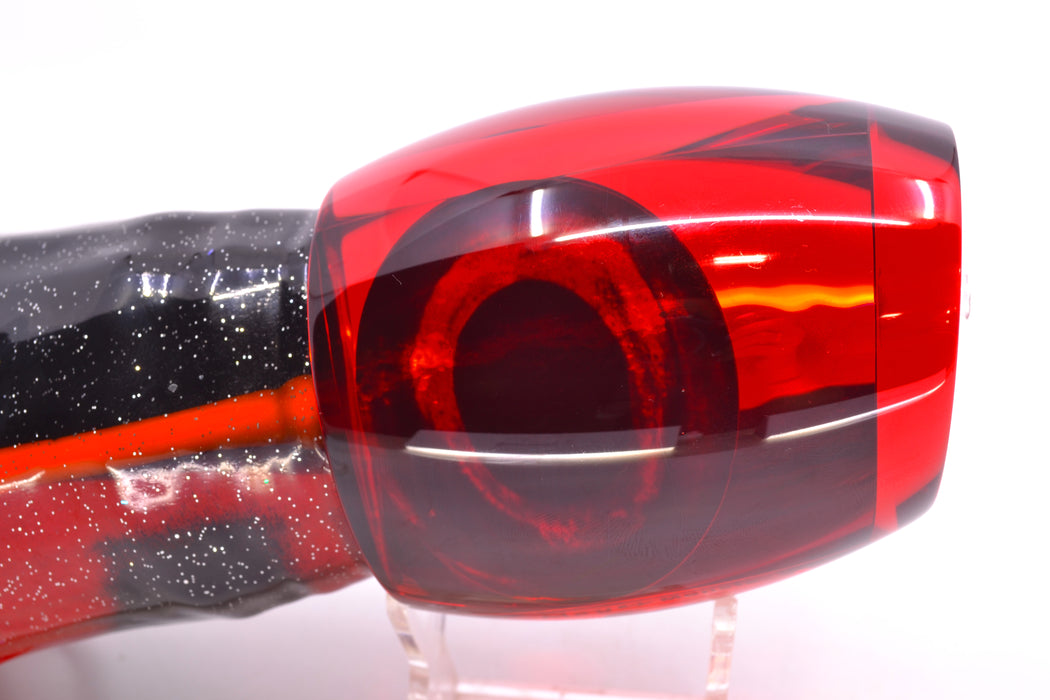 Moyes Lures Red Mirrored Taxi Eyes Monsta Teaser 24oz Skirted Black-Red
