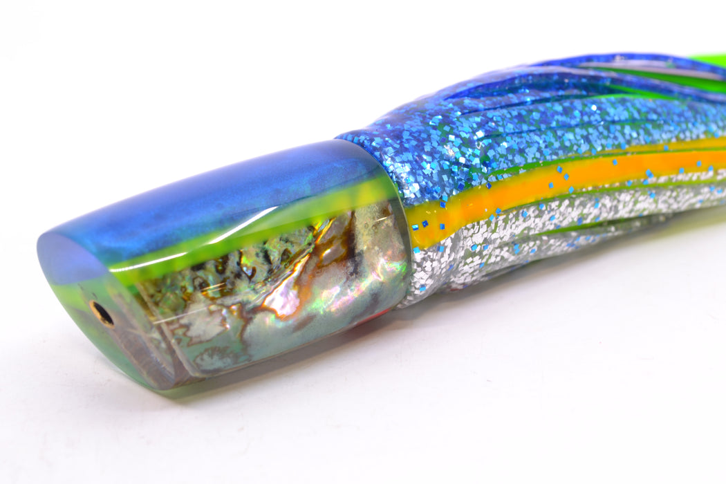 Crampton Baits Real Abalone Shell Blue-Yellow Back No Eyes Mini HoG 9" 4oz Skirted