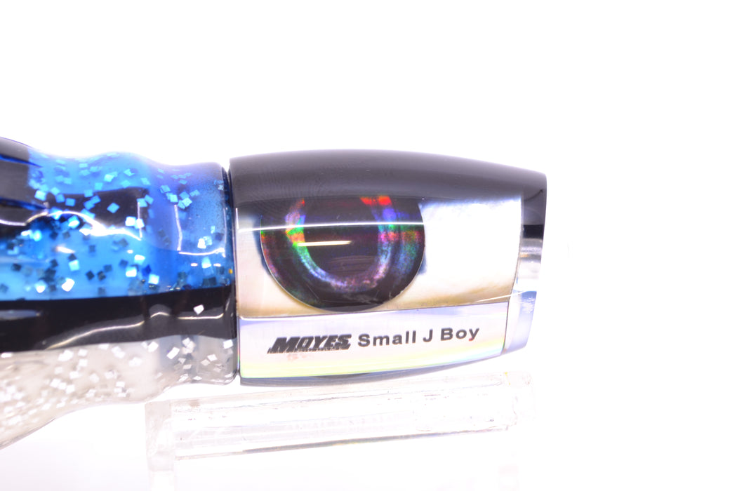 Moyes Lures Golden MOP Black Back Small J-Boy 9" 3.5oz Skirted Black-Blue