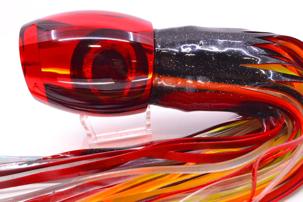 Moyes Lures Red Mirrored Taxi Eyes Monsta Teaser 24oz Skirted Black-Red