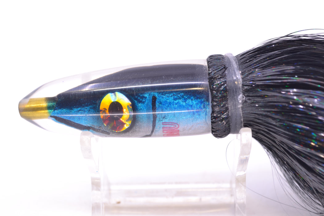 Tsutomu Lures Black-Blue-Silver Fish Head Poke Bullet 6" 2.8oz Strobez Black/Ice Blue GZE