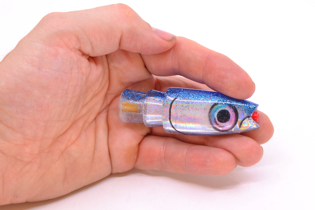 Aloha Lures Silver Rainbow Blue Glitter Back Small Super Ninja 7" 2.7oz