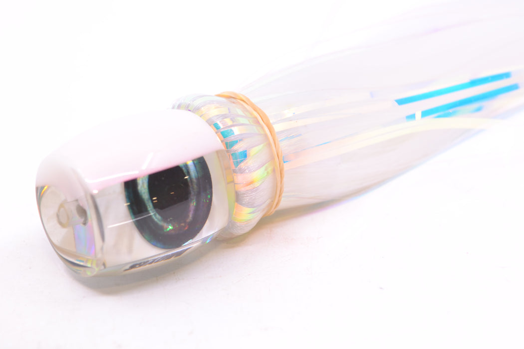 Moyes Lures White MOP White Back Small Secret 9" 1.6oz Skirted White Hair