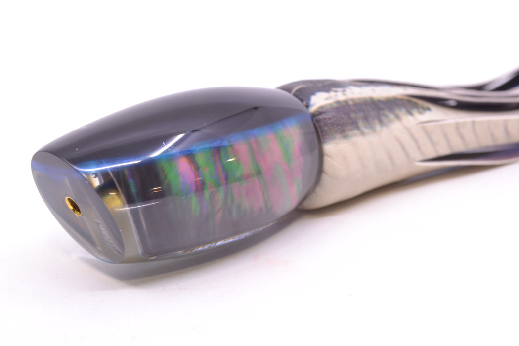Crampton Baits Real Tahitian MOP Black-Blue Back Apahu 12" 6.7oz ALV Vinyl Ballyhoo
